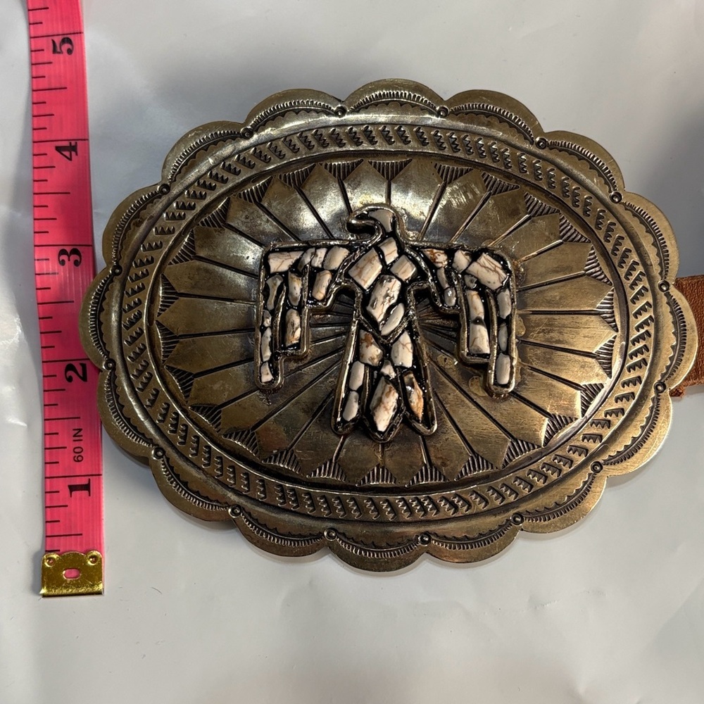 Rodeo Quincy - Barbosa Thunderbird Silver and Brown Concho Belt - Picture 8 of 16